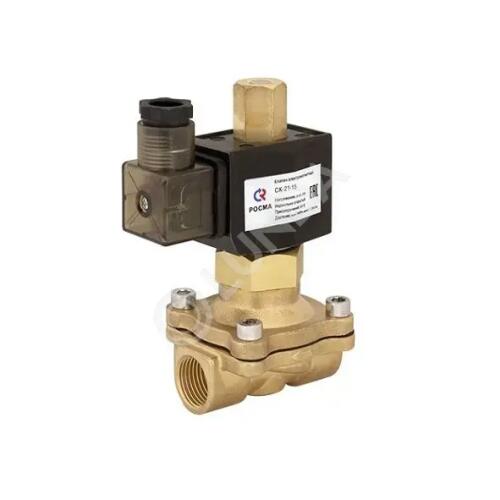 Клапан прямого действия CK-21 соленоидный с сервоприводом и катушкой (нормально открытый), Росма